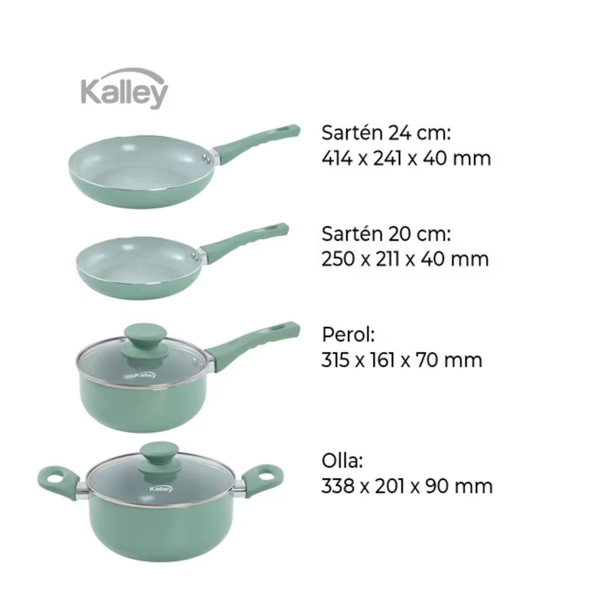 KALLEY - Batería de Cocina K-JOAP Kalley 6 Piezas Antiadherente Verde