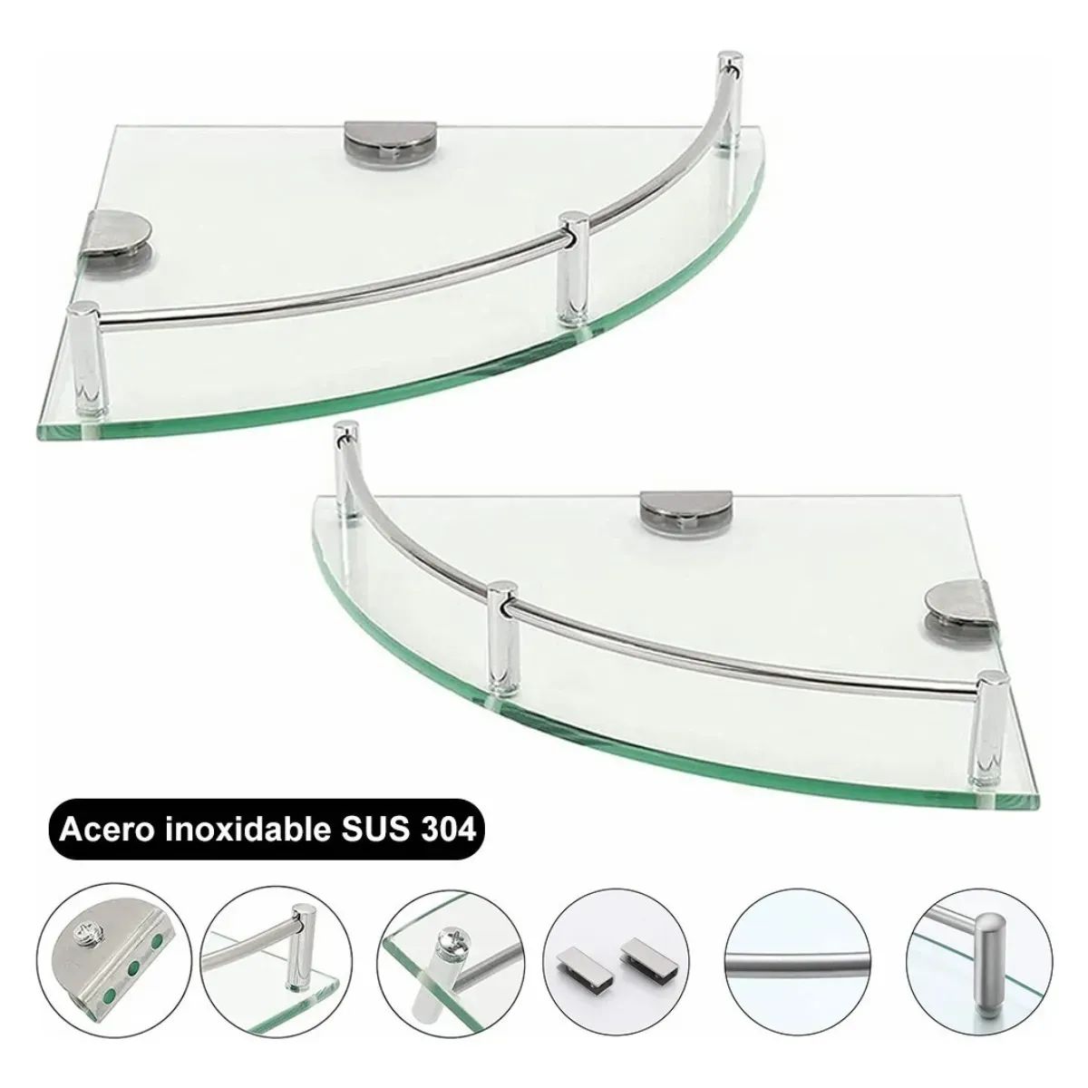 U BUY - Ducha Organizador Repisas Esquineras De Vidrio Estante 4 Uds