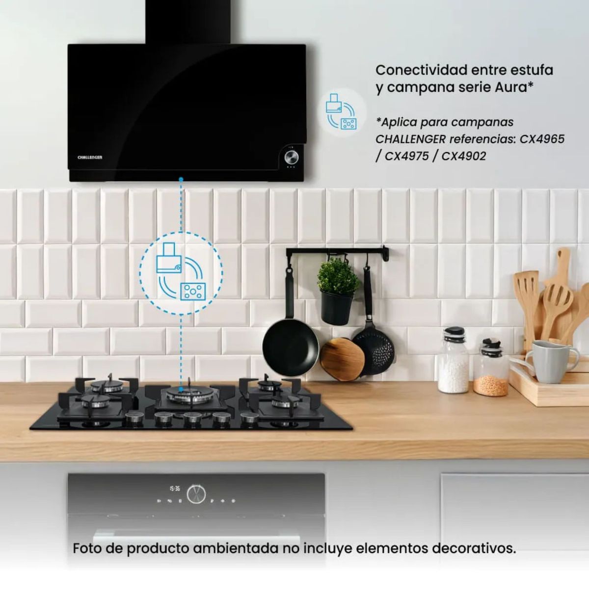 CHALLENGER - Estufa CHALLENGER 76cm 5 Puestos Gas Natural SAU 6771 Negro