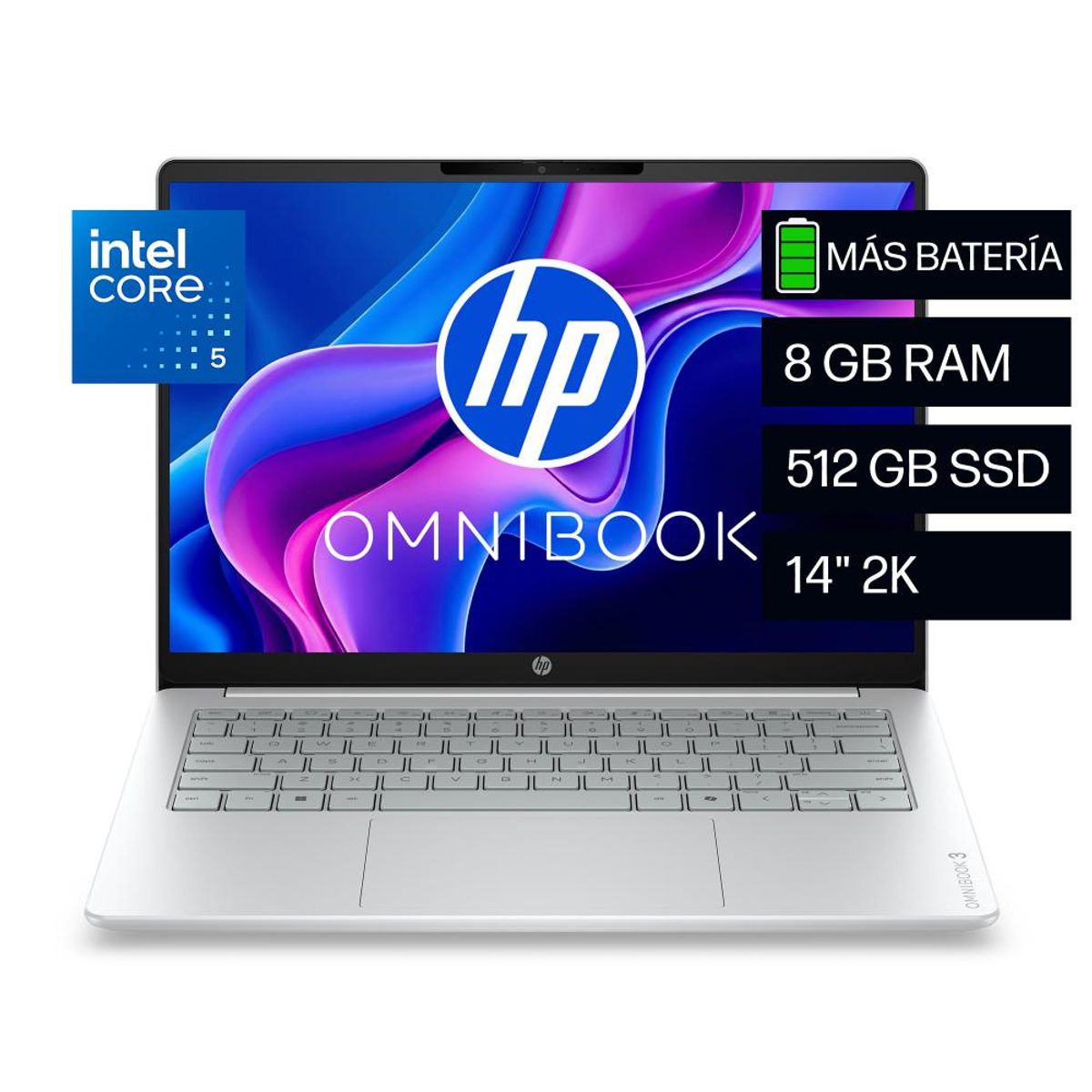 HP - Portátil HP OmniBook 14-hu0050la Intel Core 5 120U 8GB RAM 512GB SSD Windows 11 Home