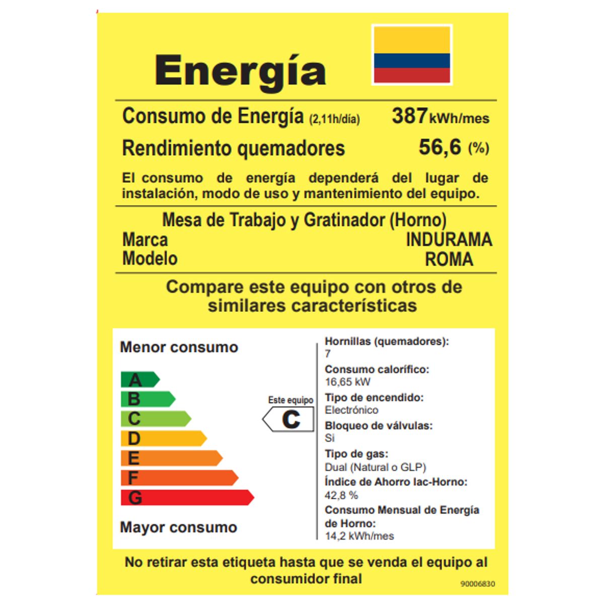 INDURAMA - Estufa INDURAMA Roma Zafiro Croma 5 PTOS Gas Natural