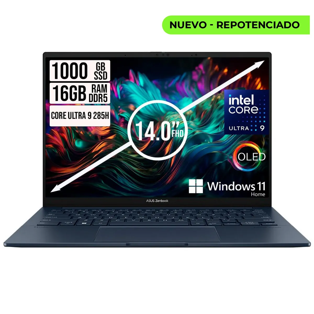 ASUS - Portatil Asus Zembook 14 Intel Core Ultra 9 285H RAM 16GB SSD 1TB Oled Wuxga 14"