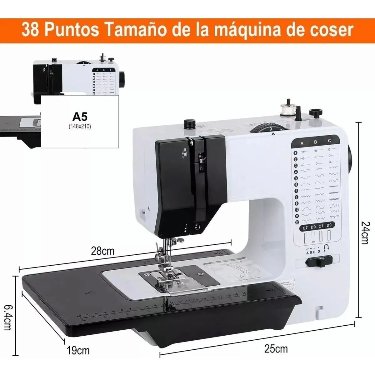 METEX - Máquina De Coser Eléctrica 38 Tipos De Puntadas+accesorios
