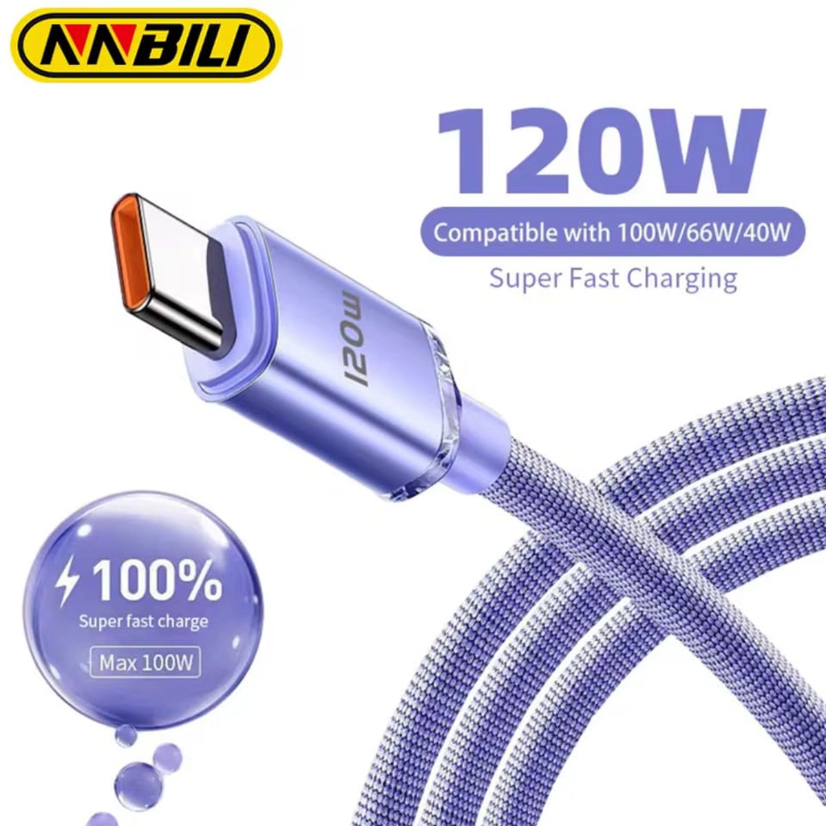 GENERICO - Cable de datos en nailon USB-C a USB-C 120W 1 metro ORIGINAL Ultrarrápido