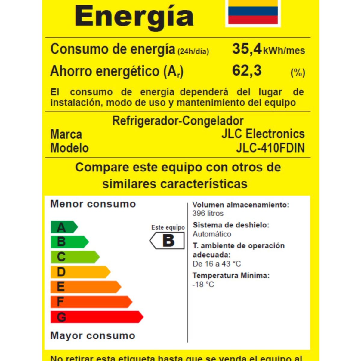 JLC ELECTRONICS - Nevecón JLC No Frost Inverter 407 litros Jlc-410fdin panel Digital
