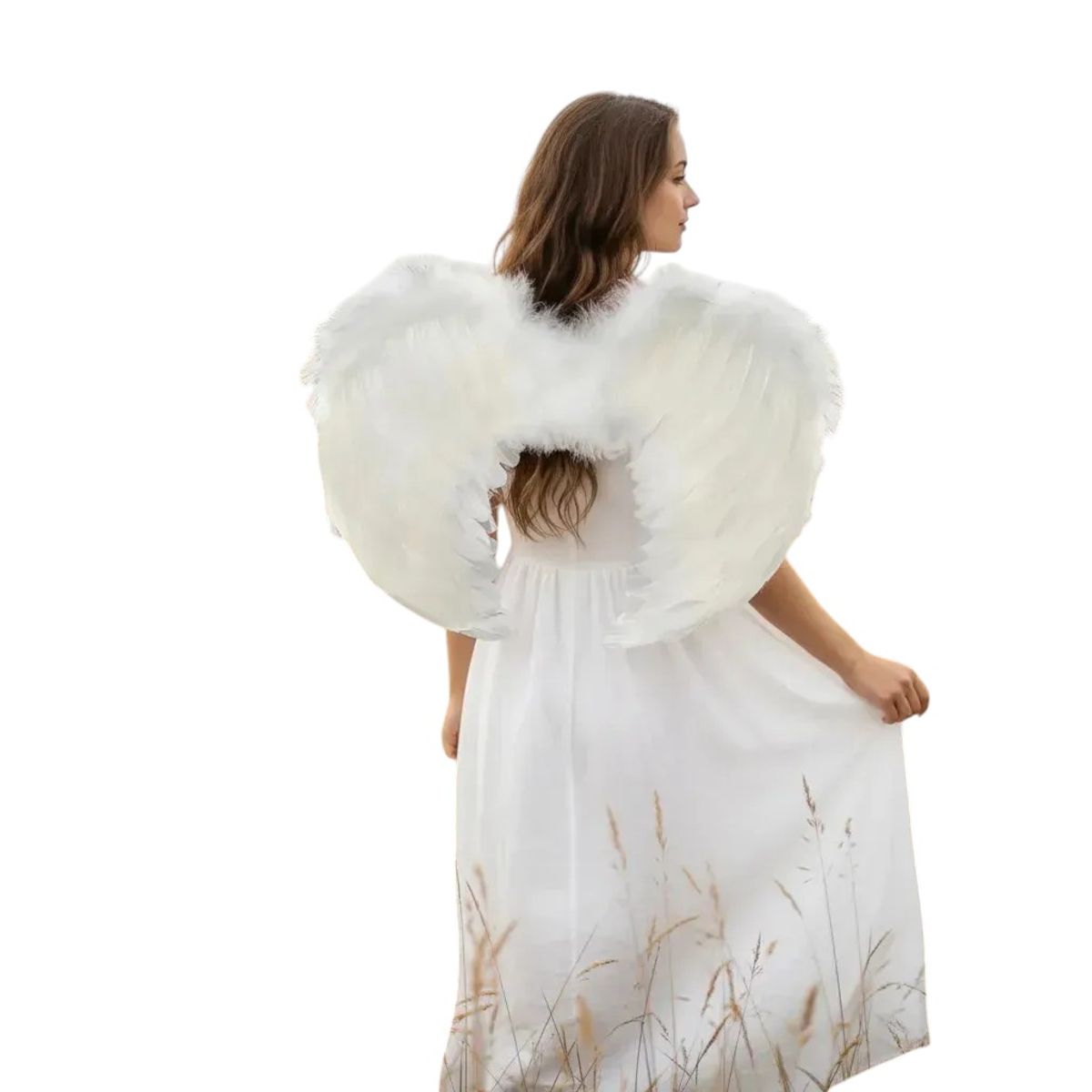 GENERICO - Alas De Angel Con Plumas - Disfraz Alas 60x40 Halloween Color Blanco