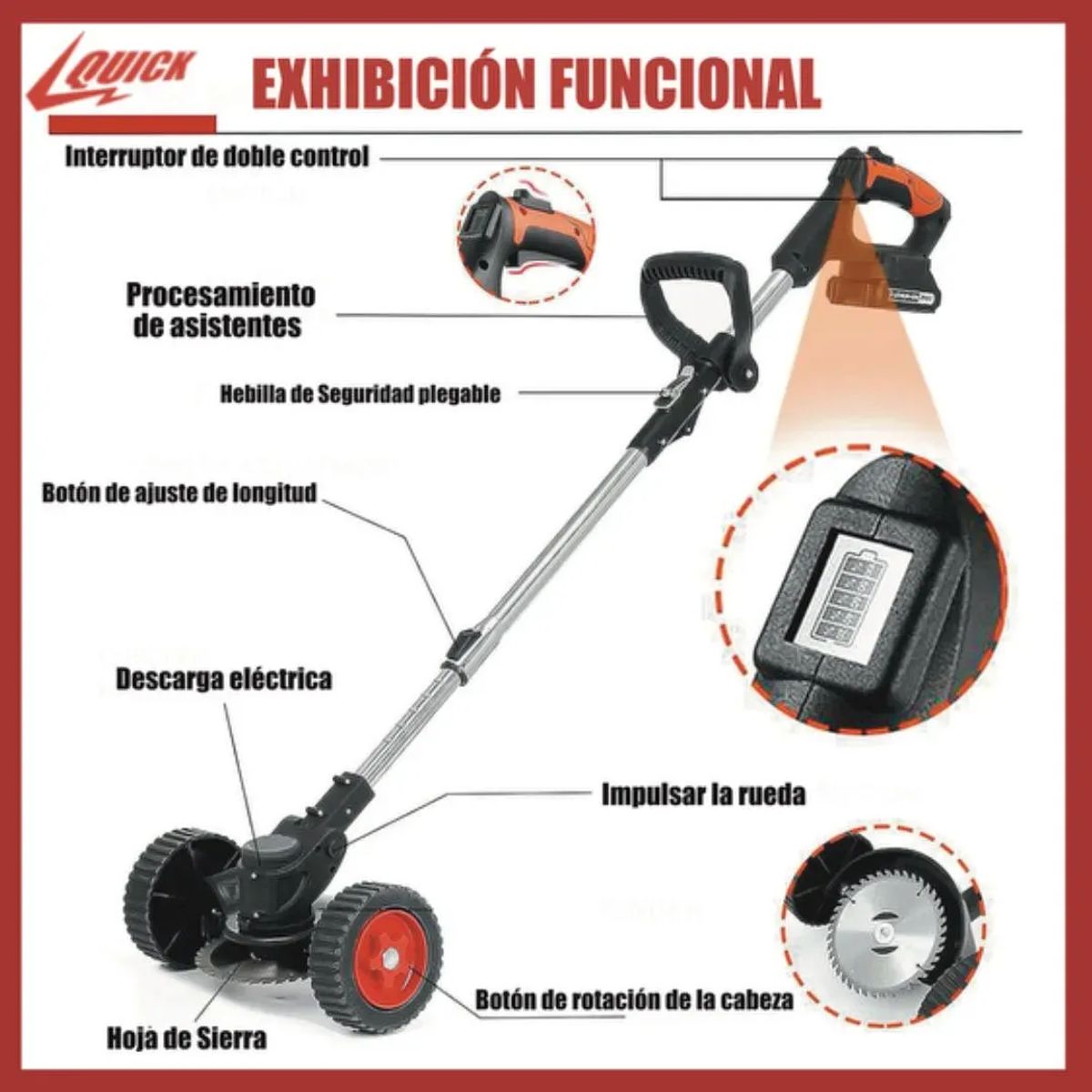 U BUY - Quick Cortador Césped Inalámbrico Cepillo Para Cortacésped
