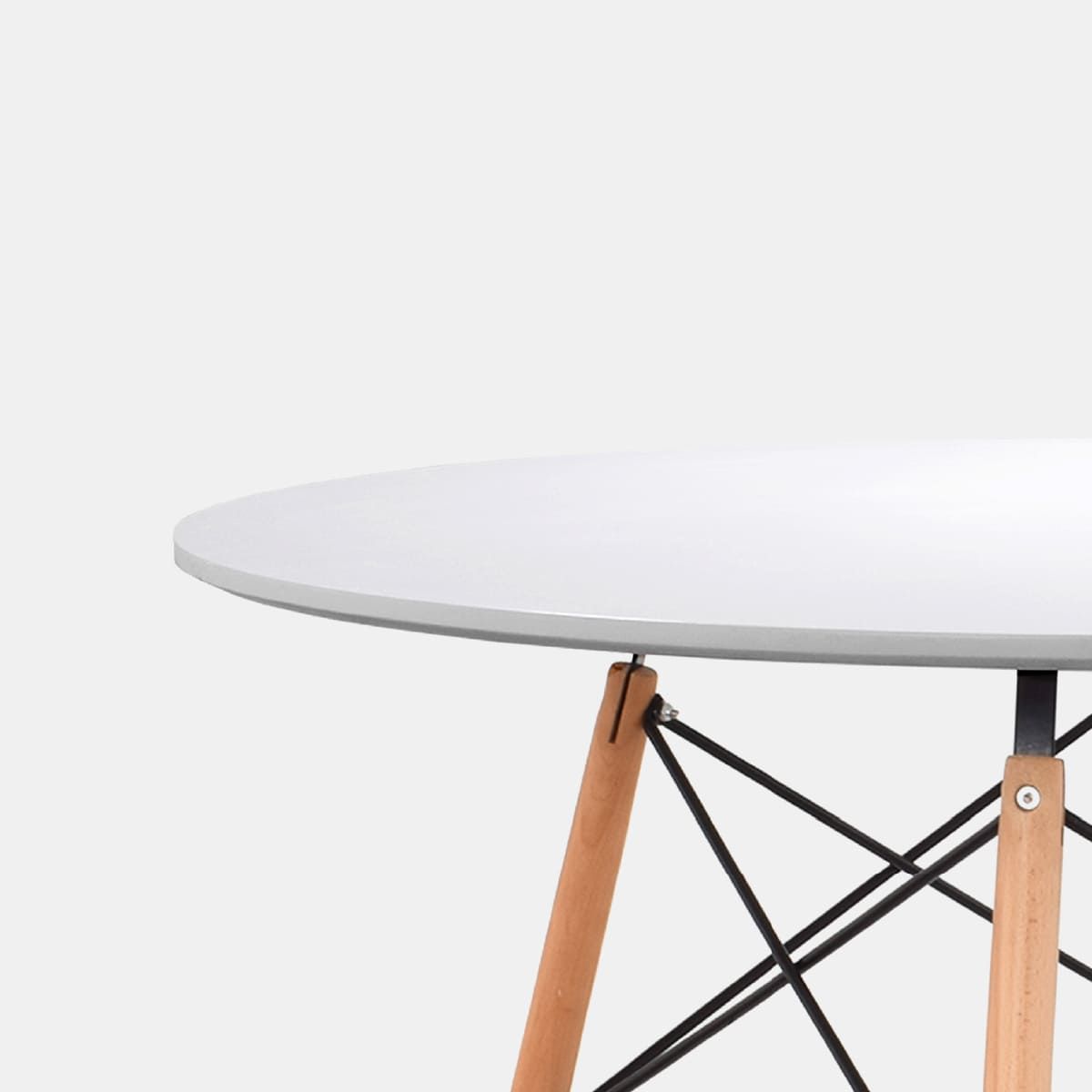 GENERICO - Idea Desk - Combo Comedor Mesa Redonda Eames Blanca + 4 Sillas Toronto Transparentes Tapizadas