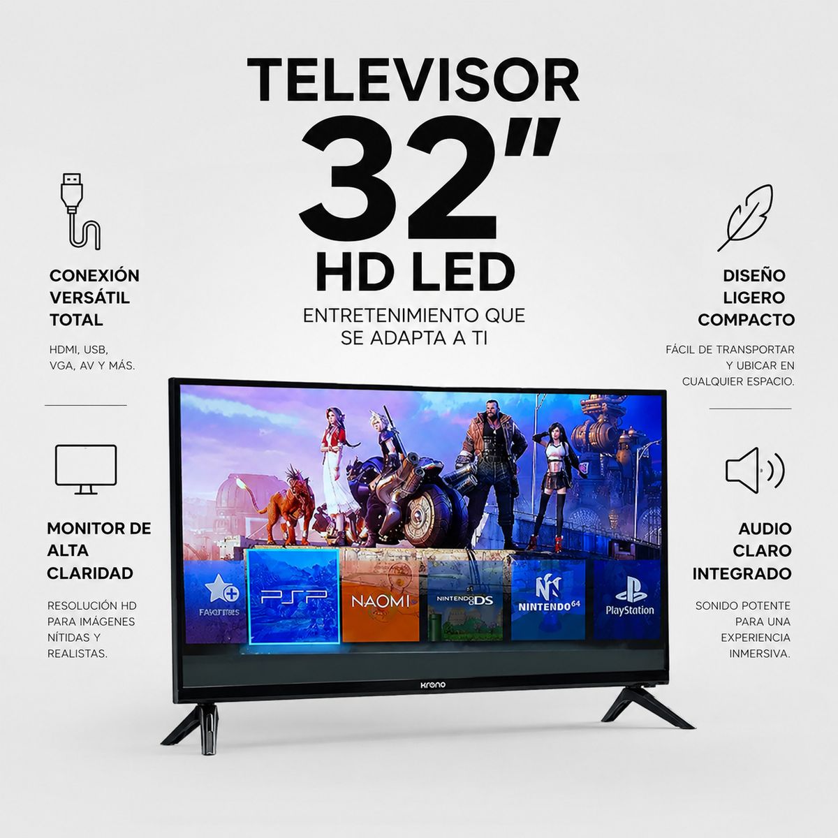 KRONO - Televisor Krono KTH-2410 24 Pulgadas HD HDMI USB