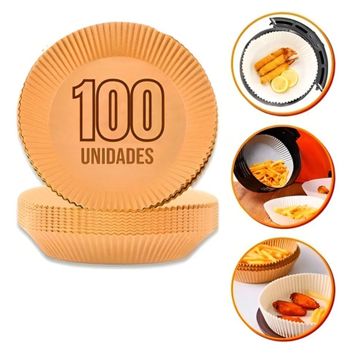 GENERICO - Papel Antiadherente Desechable Para Freidora De Aire Con 100 Unidades