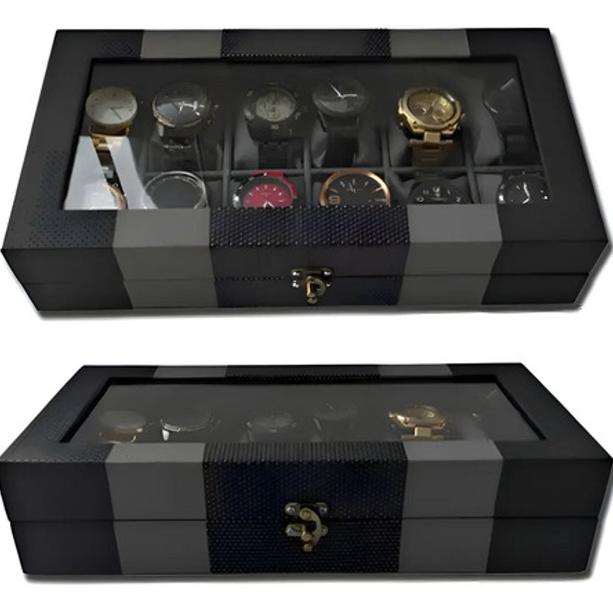 GENERICO - Organizador De Relojes Estuche Relojera De Lujo 12 Puestos Color Negro