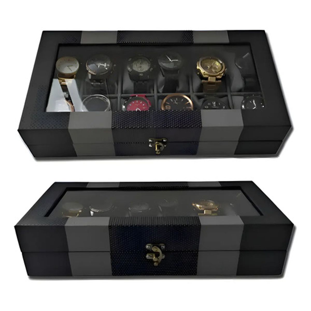 GENERICO - Organizador De Relojes Estuche Relojera De Lujo 12 Puestos Color Negro