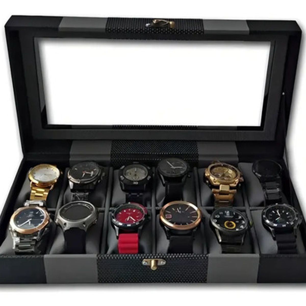 GENERICO - Organizador De Relojes Estuche Relojera De Lujo 12 Puestos Color Negro