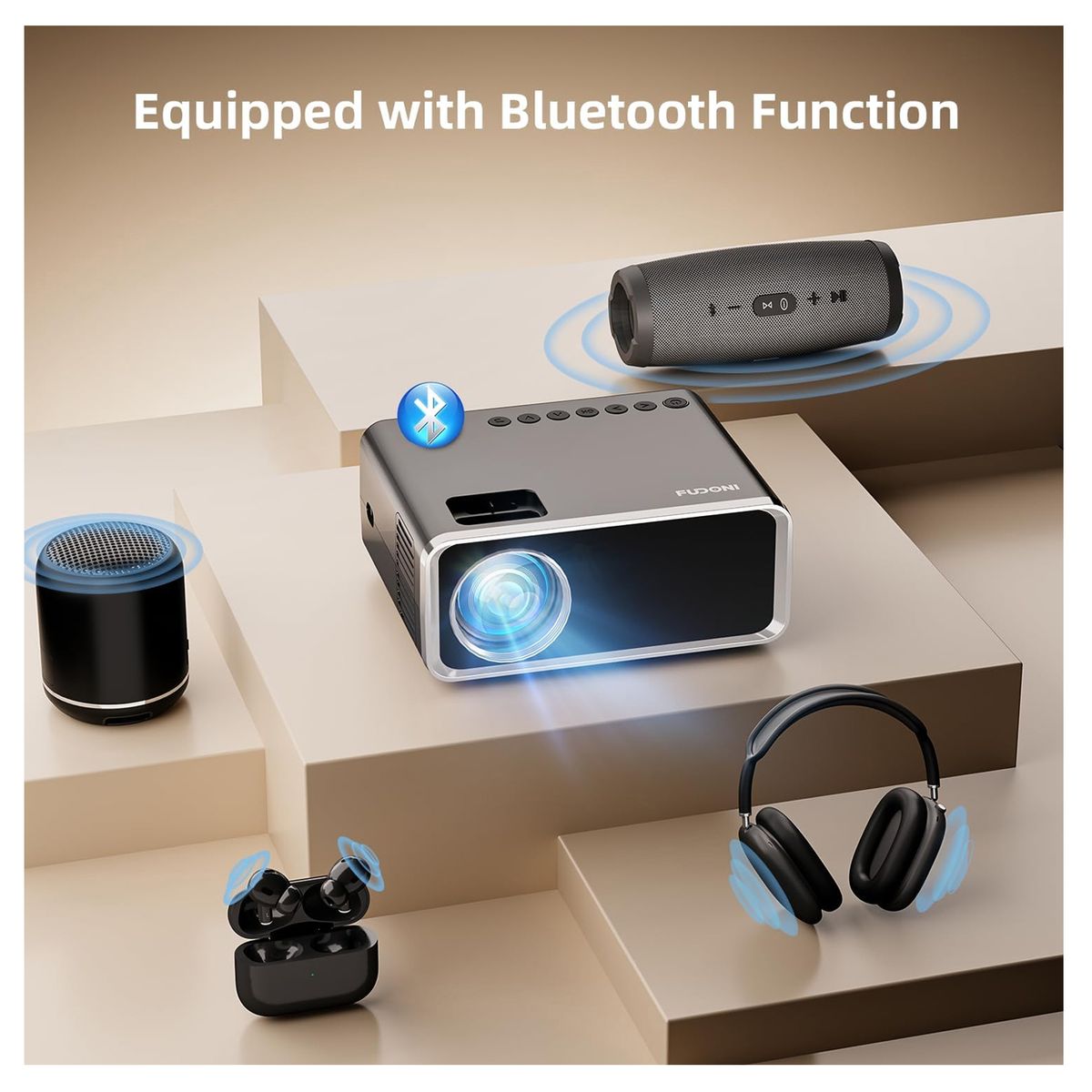 GENERICO - Video Beam Proyector portatil con WiFi 5G+Bluetooth,4K,18000L,1080P FHD-HDMI-Android-WindowsTV Stick