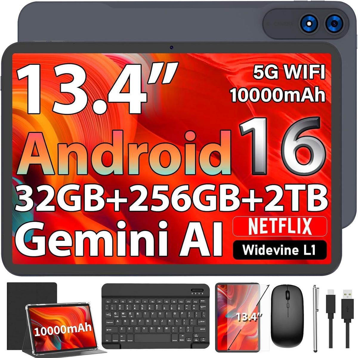 GENERICO - Tablet Android 13 pulgadas Teclado Mause Lapiz 256 Rom + 32 Ram