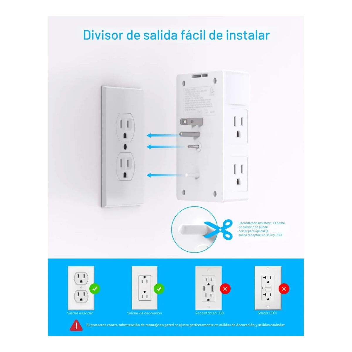 GENERICO - Multitoma One Beat 9 En 1 Blanco Usb Tipo A Y C