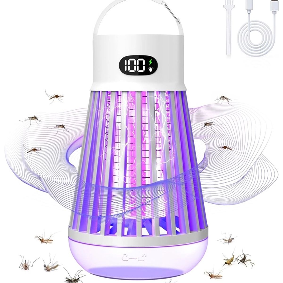 TELEVENTAS COM - Mata Insectos Recargable 2 en 1 para Interiores y Exteriores