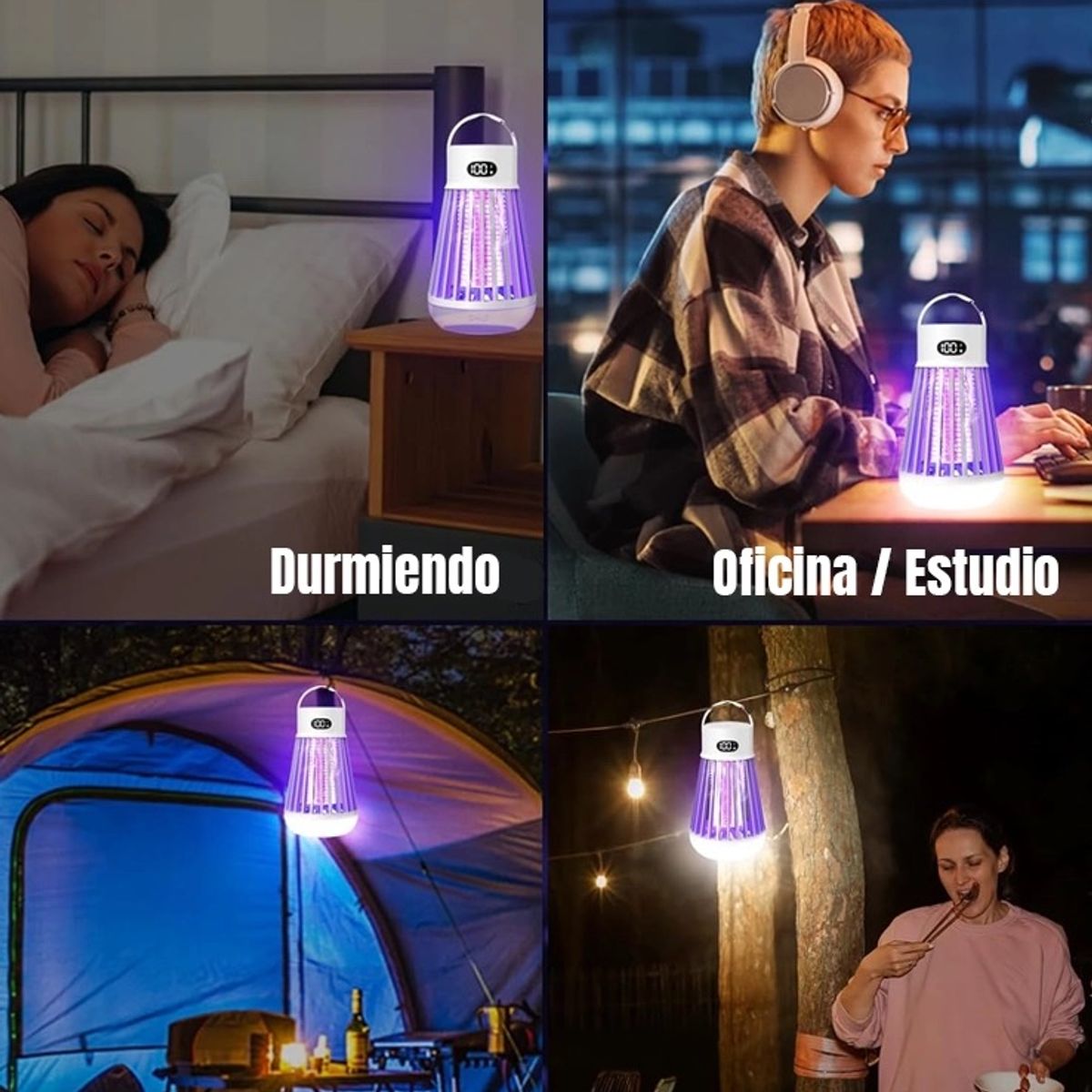 TELEVENTAS COM - Mata Insectos Recargable 2 en 1 para Interiores y Exteriores