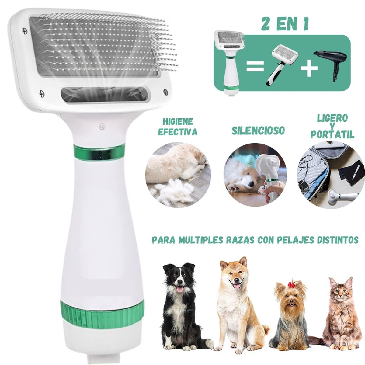 GENERAL - Cepillo Secador Portátil 300W Para Mascotas Temperatura Ajustable 2602