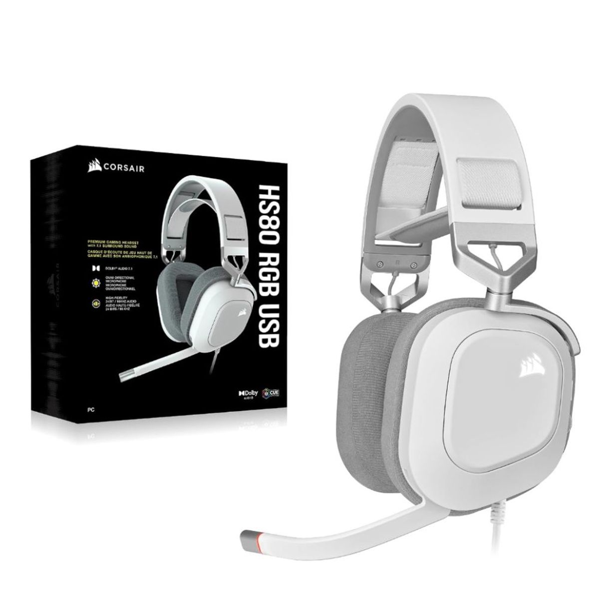 CORSAIR - Auriculares De Gaming Corsair Hs80 Rgb Usb Prémium