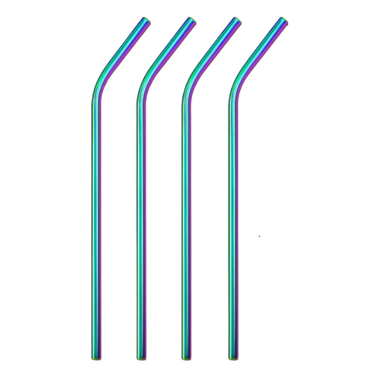 AMERICAN GENERICS - Set 4 Pitillos Reutilizables Ecológicos Acero Inoxidable Tornasol