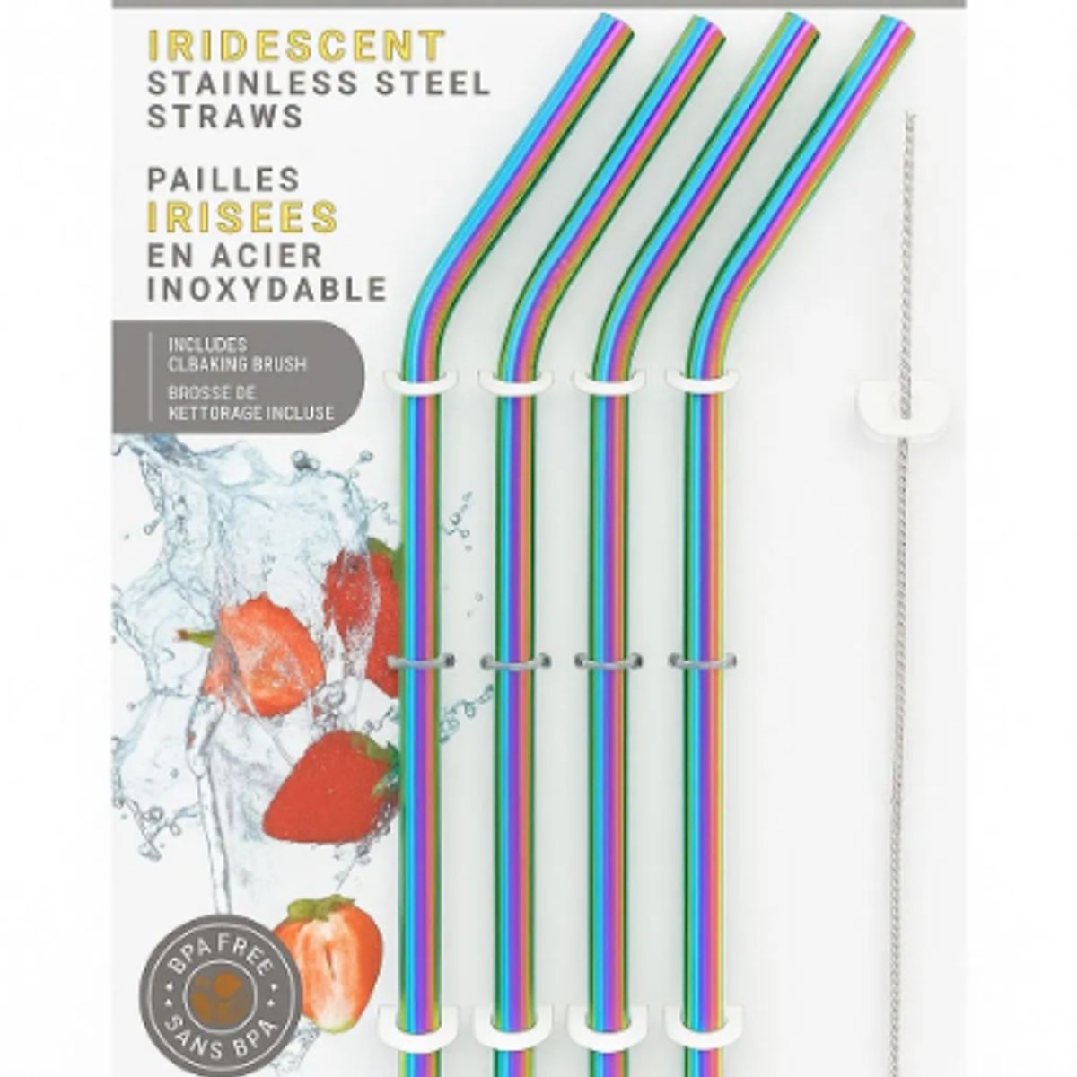 AMERICAN GENERICS - Set 4 Pitillos Reutilizables Ecológicos Acero Inoxidable Tornasol