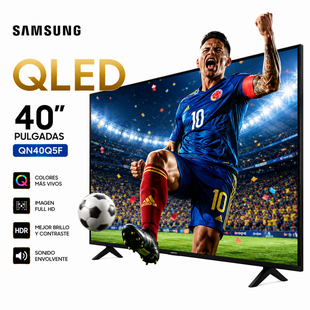 SAMSUNG - Televisor Samsung 40 Pulgadas QLED QN40Q5FAAK Full HD Smart TV Tizen