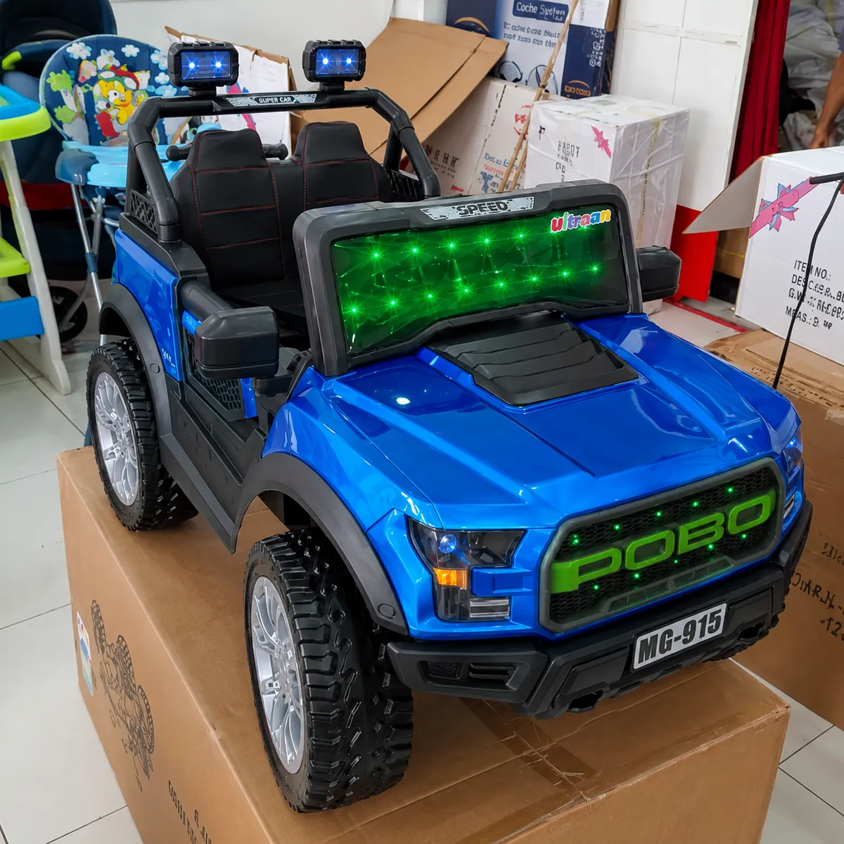 BEBE - Carro Eléctrico Infantil 12V para 2 Niños con Control Remoto y Luces LED