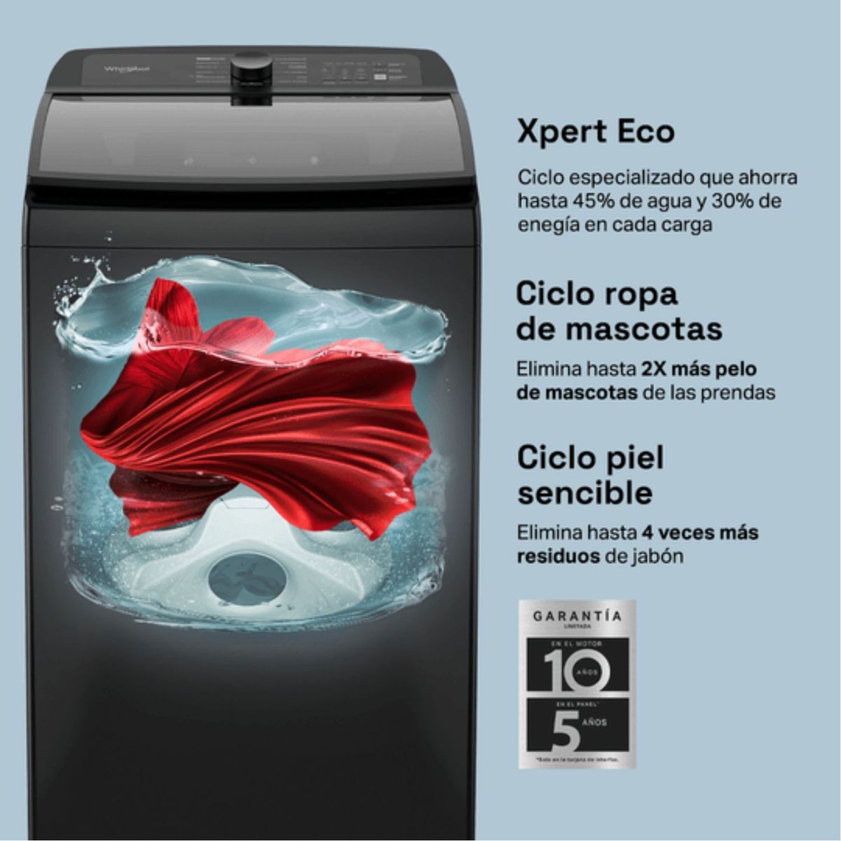 WHIRLPOOL - Lavadora WHIRLPOOL 20 Kilos Carga Superior WW20NNAHLA Negro