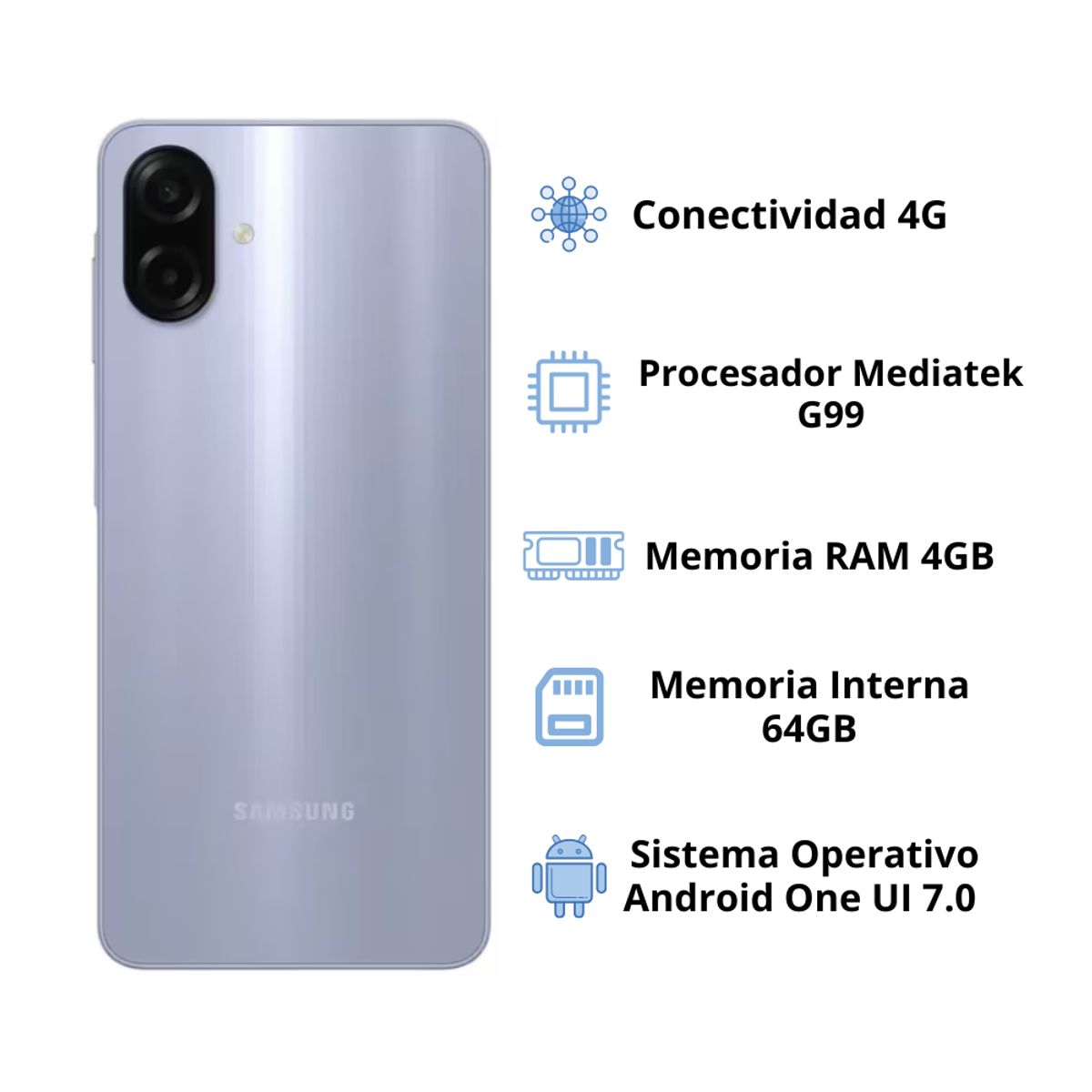 SAMSUNG - Celular Samsung Galaxy A07 64GB 4GB Violeta