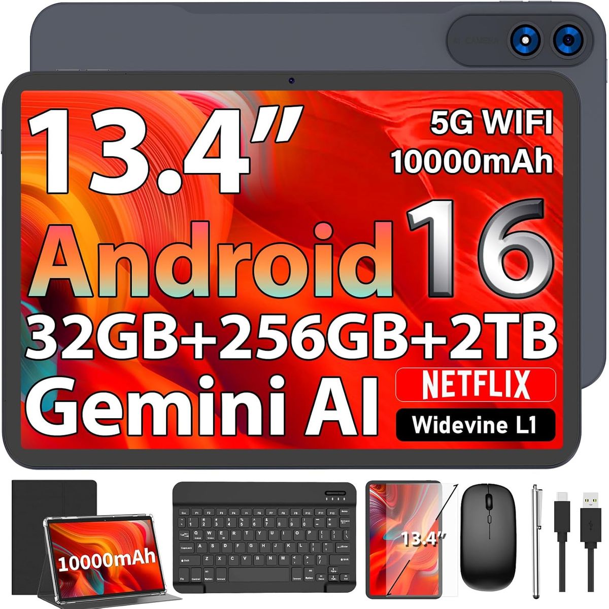 GENERICO - Tablet Android 13 pulgadas Teclado Mause Lapiz 256 Rom + 32 Ram