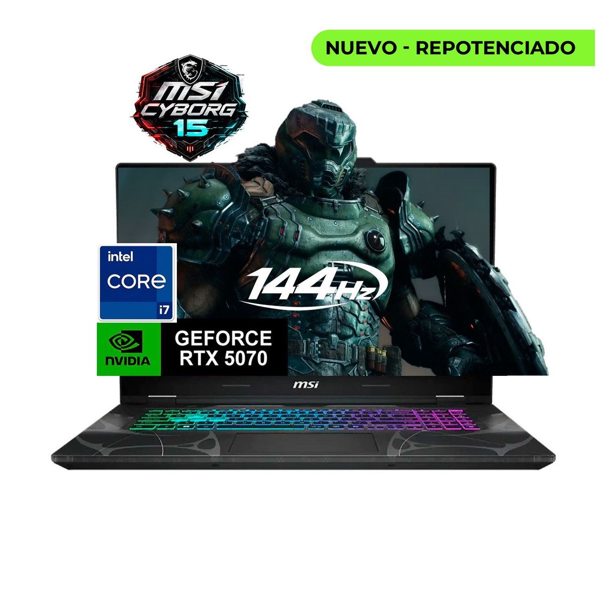 MSI - Portatil Gamer Msi Cyborg 15 Intel Core 7 240H 48/2 TB SSD RTX 5070 8 GB Negro 15,6 Fhd
