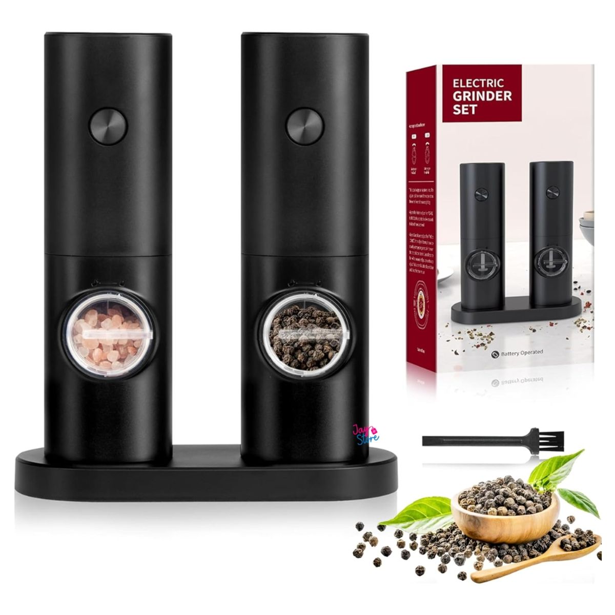 JAYSTORE - Molinillo Electrico Sal Pimienta Molino Triturador Especias Pimentero Salero Setx2