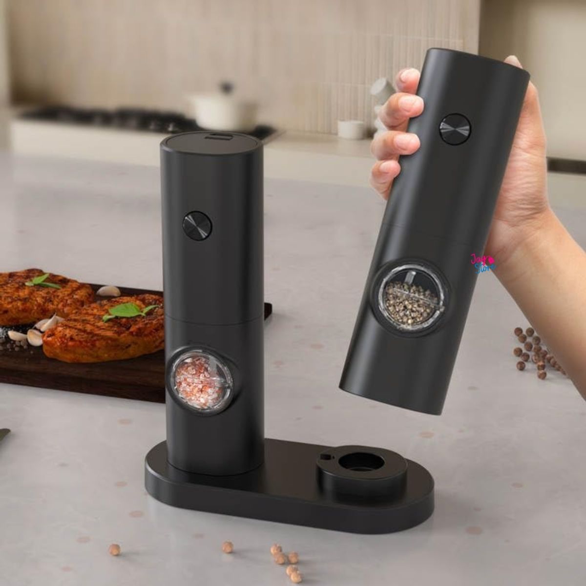 JAYSTORE - Molinillo Electrico Sal Pimienta Molino Triturador Especias Pimentero Salero Setx2