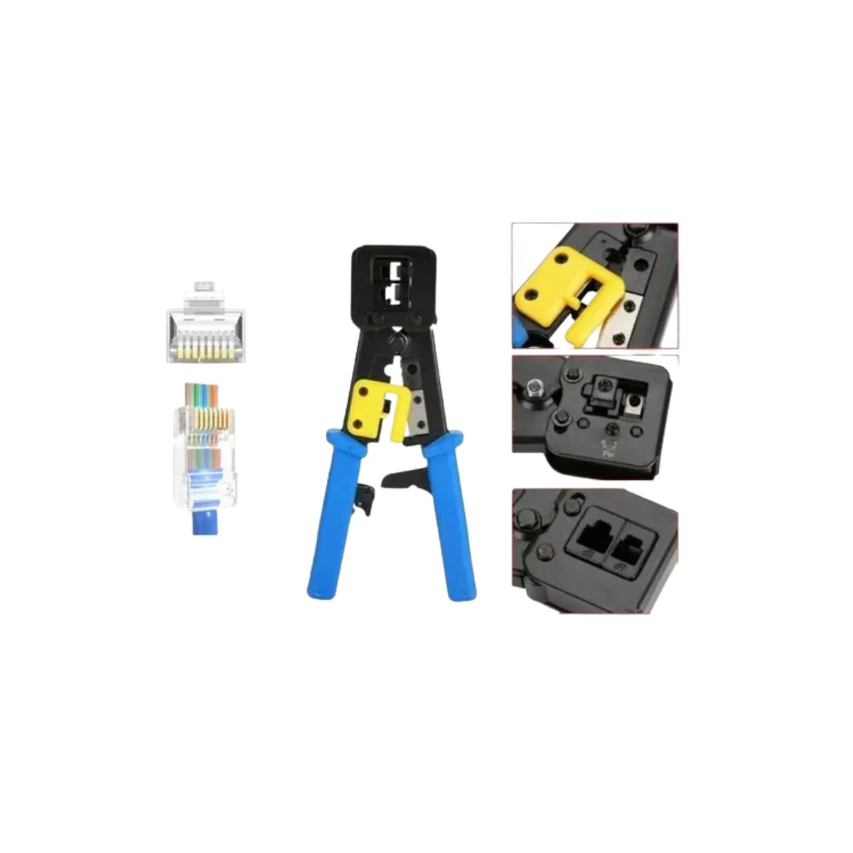 GENERICO - Ponchadora Profesional Rj45 Ez 3 En 1 Rj11 Utp Cat5 Cat6