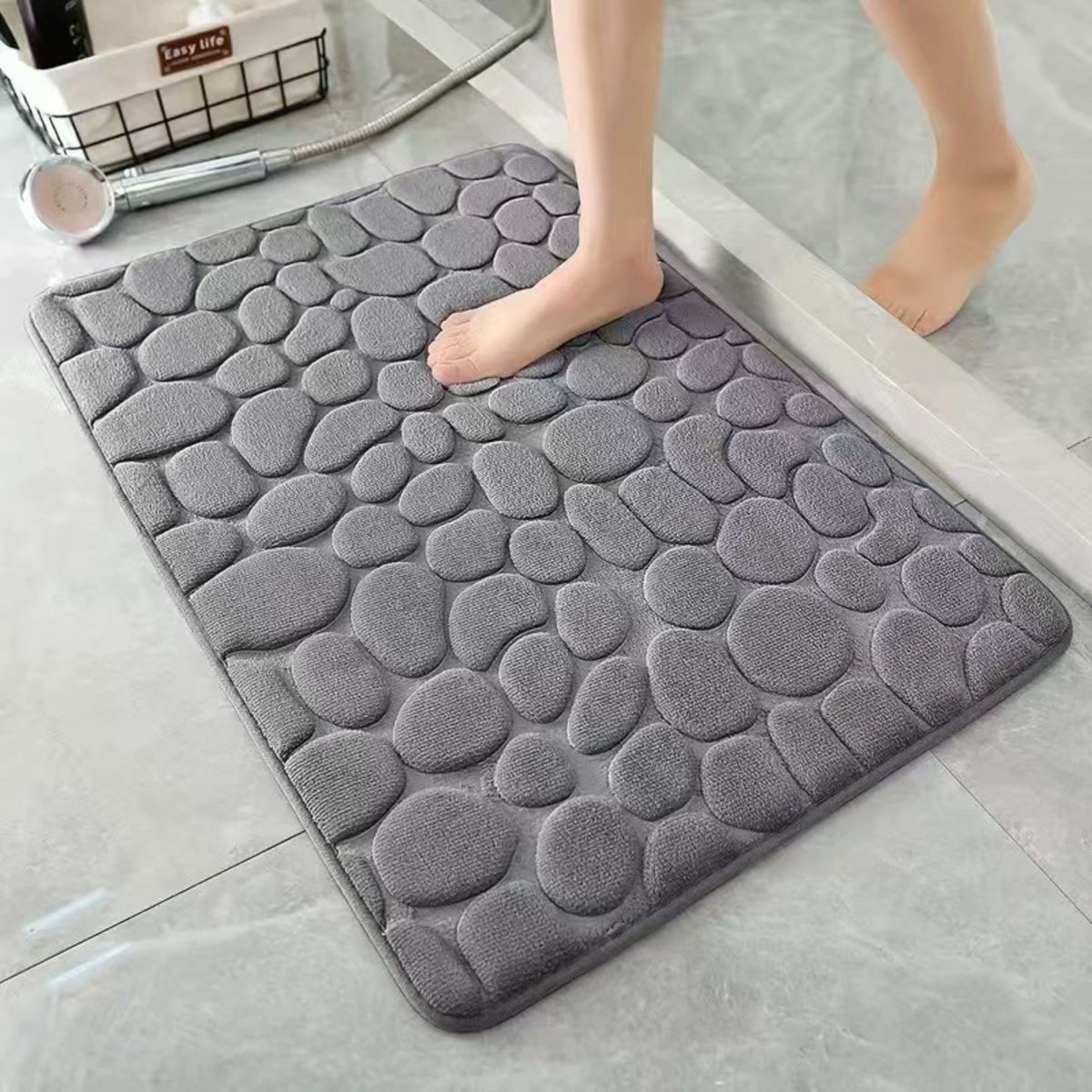 TRIPLE CLEAN - Tapete De Baño Antideslizante Gris 61 X 41 Cm