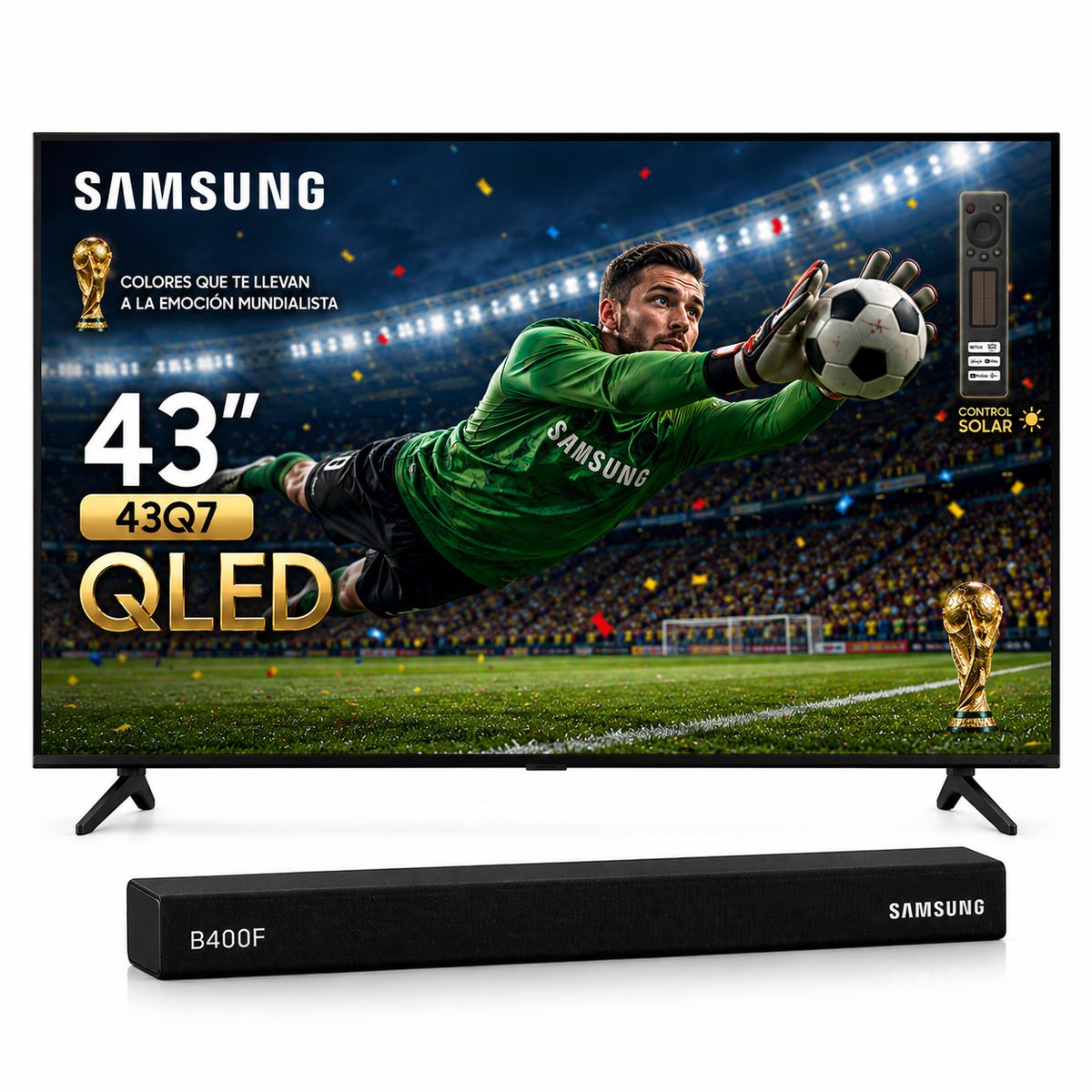 SAMSUNG - COMBO Televisor Samsung 43 Pulgadas Qled Q7+ BARRA DE SONIDO HW-B400FZL