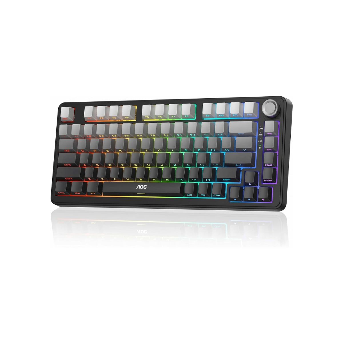 AOC - TECLADO GAMER MECÁNICO 75% AOC GK330 INALÁMBRICO BLUETOOTH USB-C RGB HOT-SWAP 4000mAh