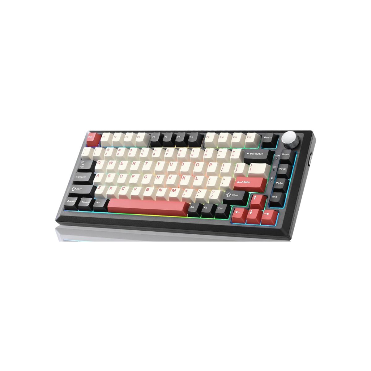 GENERAL - TECLADO GAMER MECANICO 75% RECARGABLE 4000 MAH USB-C / INALAMBRICO / BLUETOOTH / SWITCH CUSTOM MILK FULL RGB COLOR BLANCO - NEGRO MIKIBY (Y75)