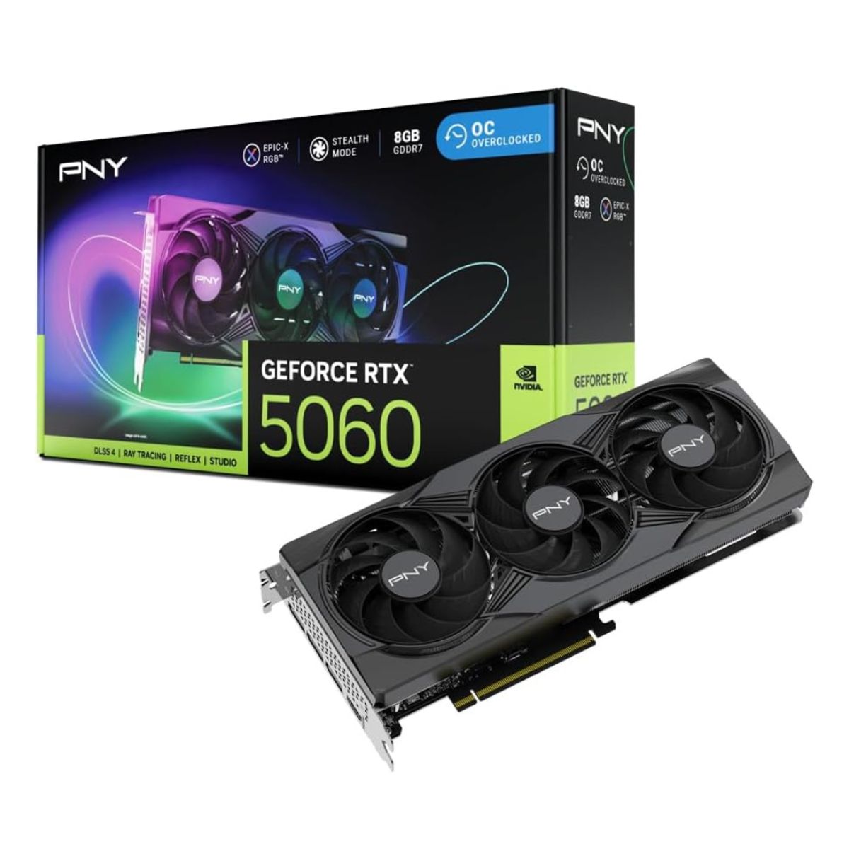 PNY - TARJETA GRAFICA PNY NVIDIA GEFORCE RTX 5060 EPIC‑X ARGB OC TRIPLE FAN