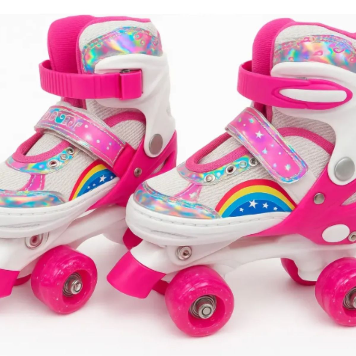 KIDSHOP - Patines Ajustable Con Luz Y Diseño De Arcoíris Niños Talla M Color Rosa PT03-M-RS