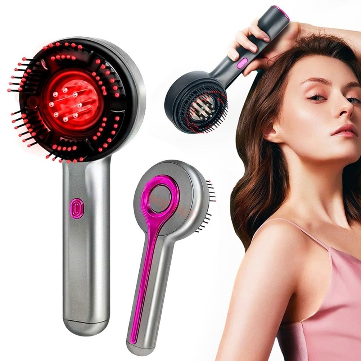 GENERICO - Cepillo Crecimiento Cabello Eléctrico Luz Roja Masajeador Capilar Aplicador Aceite Recargable