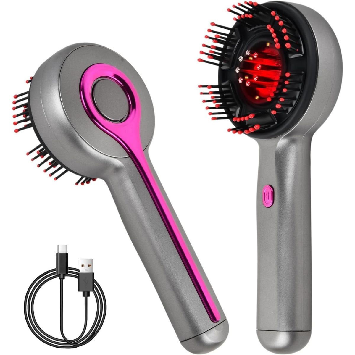 GENERICO - Cepillo Crecimiento Cabello Eléctrico Luz Roja Masajeador Capilar Aplicador Aceite Recargable