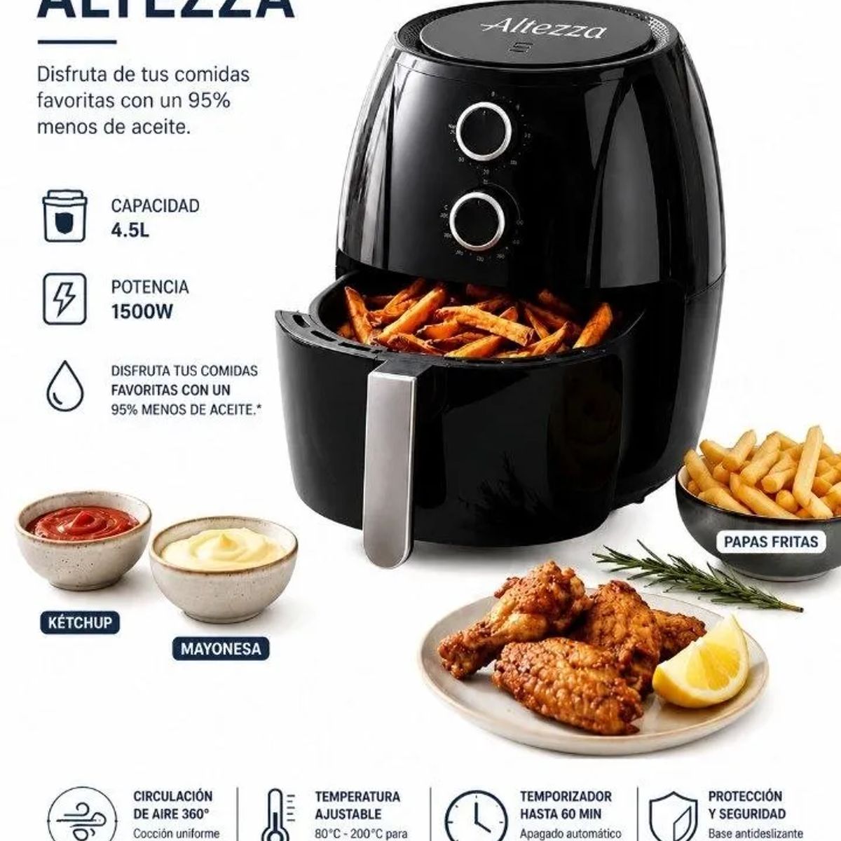 ALTEZZA - Freidora de Aire air Fryer