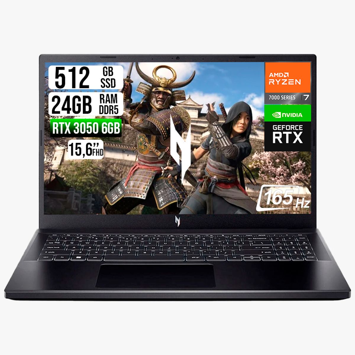 ACER - Portatil Acer V15 AMD RYZEN 7 7445HS RTX 3050 6GB SSD 512GB RAM 24GB LED FHD 165HZ