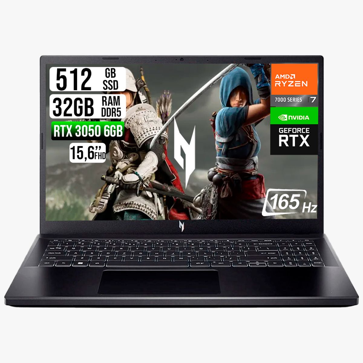 ACER - Portatil Acer V15 AMD RYZEN 7 7445HS RTX 3050 6GB SSD 512GB RAM 32GB LED FHD 165HZ