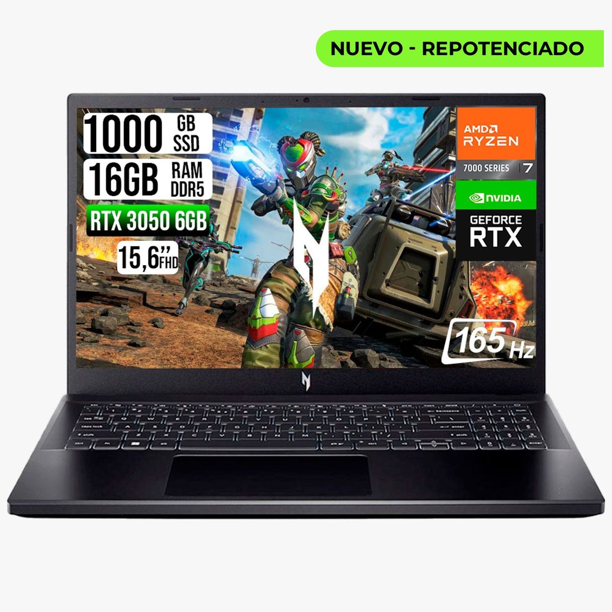 ACER - Portatil Acer V15 AMD RYZEN 7 7445HS RTX 3050 6GB SSD 1TB RAM 16GB LED FHD 165HZ