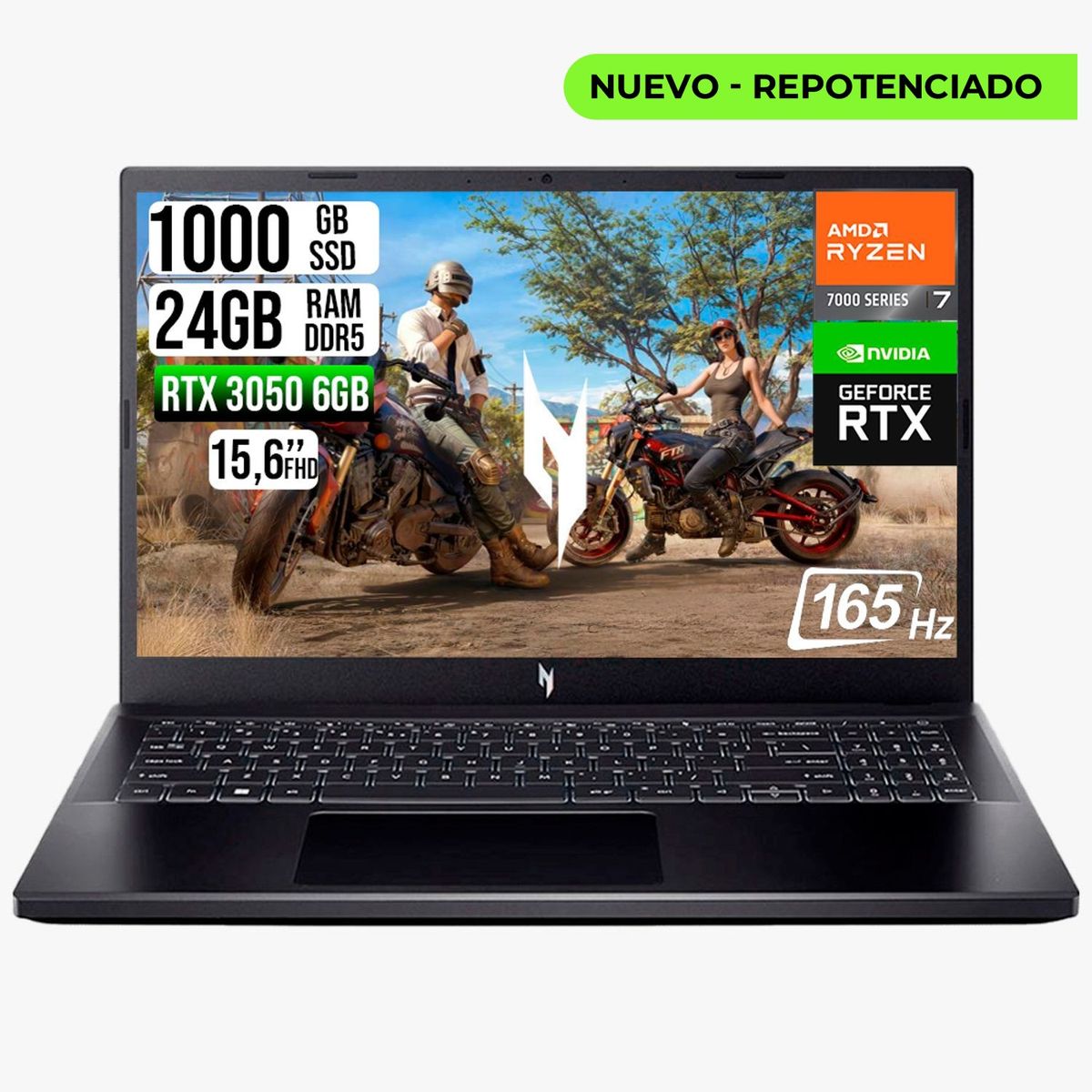 ACER - Portatil Acer V15 AMD RYZEN 7 7445HS RTX 3050 6GB SSD 1TB RAM 24GB LED FHD 165HZ