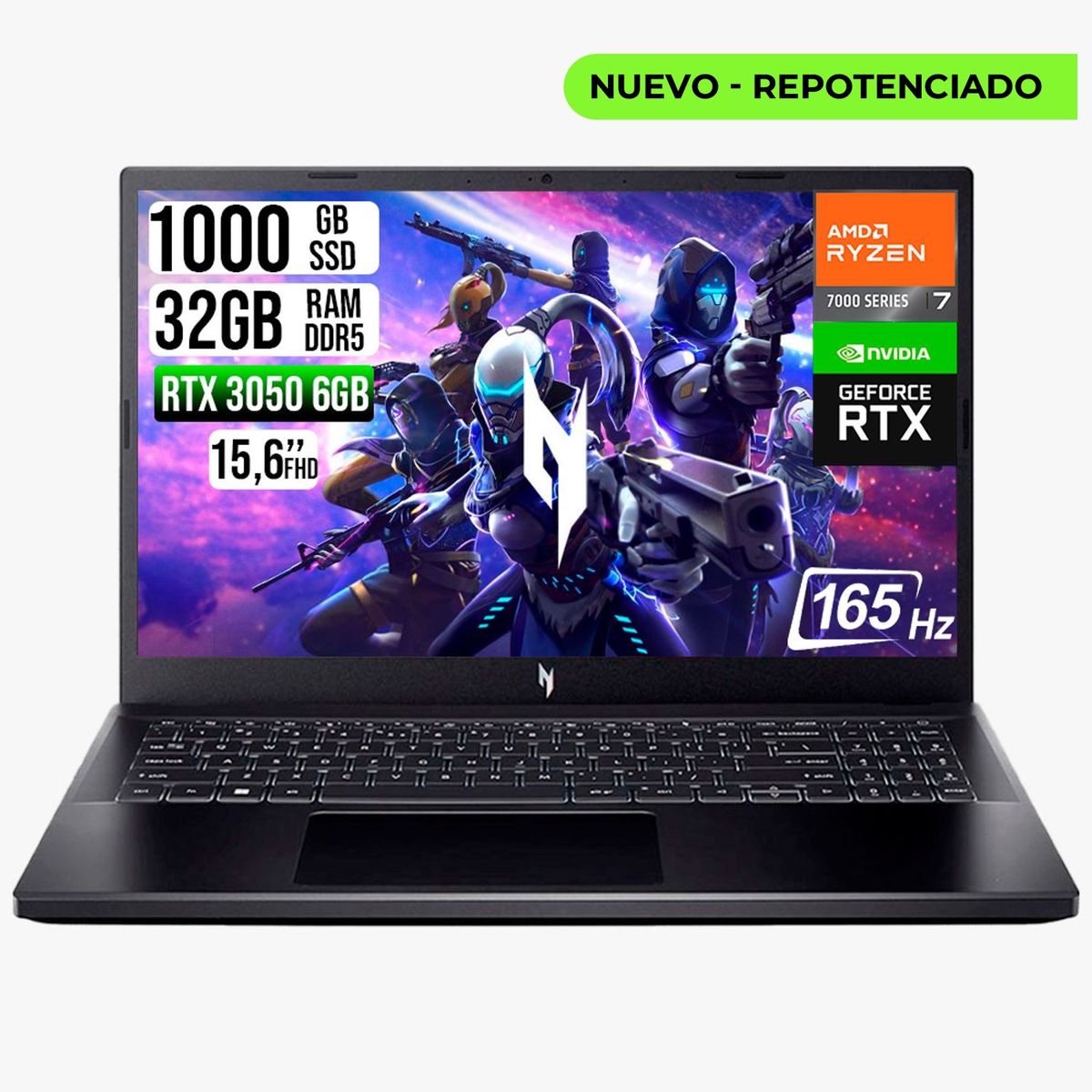 ACER - Portatil Acer V15 AMD RYZEN 7 7445HS RTX 3050 6GB SSD 1TB RAM 32GB LED FHD 165HZ
