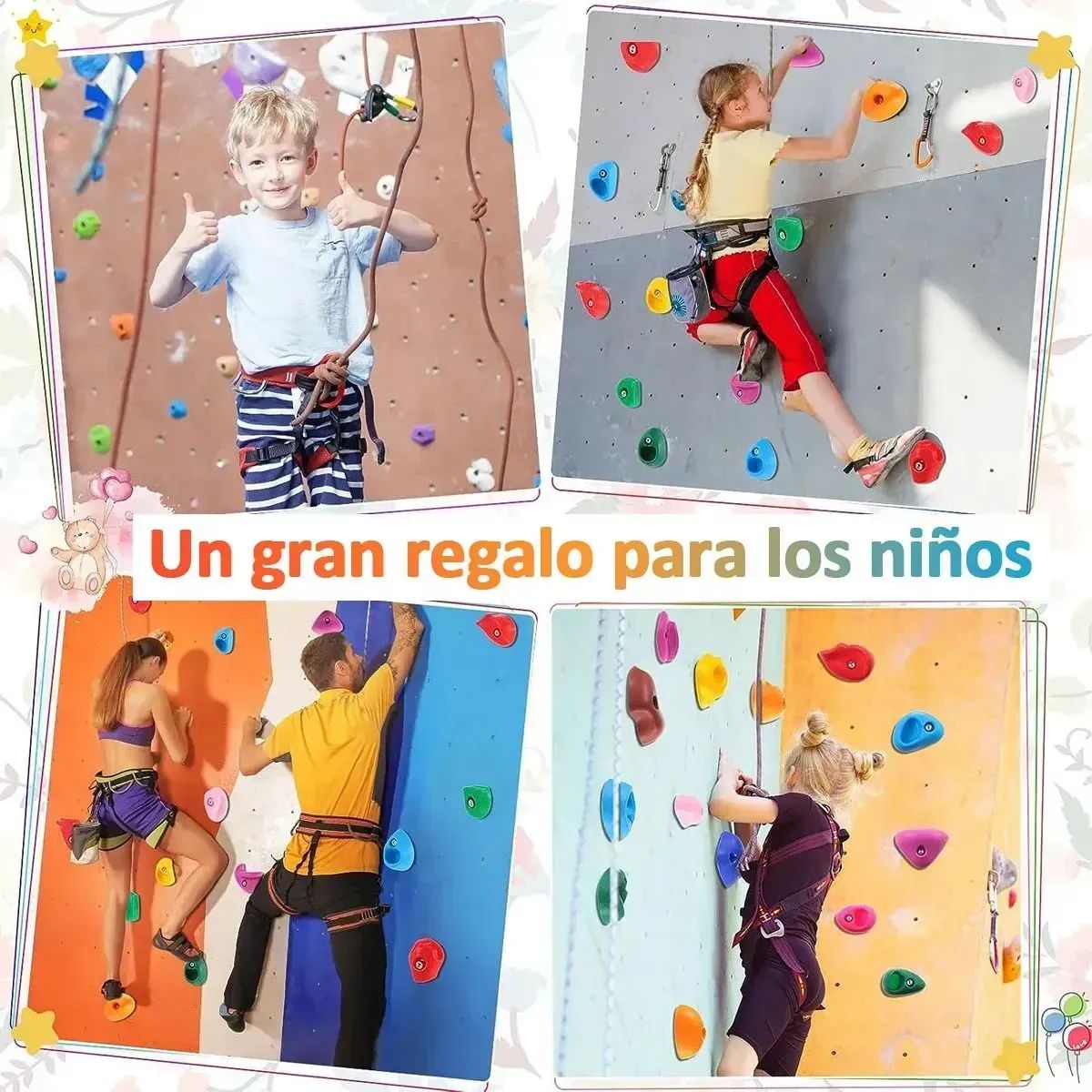 AFVENTURA - Pack 32 Presas Piedra Escalada Niño De Resina Con Tuercas